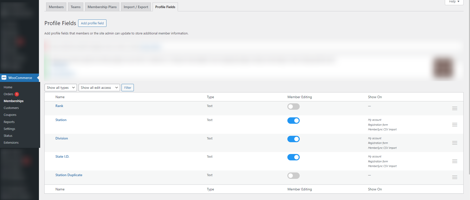 CSV Upload - Profile Fields